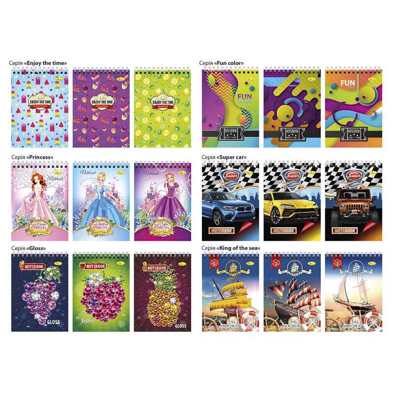 гр Блокнот В-П6-80 (10) А6, 80арк, пластик, пружина зверху “Апельсин“ ВИДАЄТЬСЯ МІКС ВИДІВ