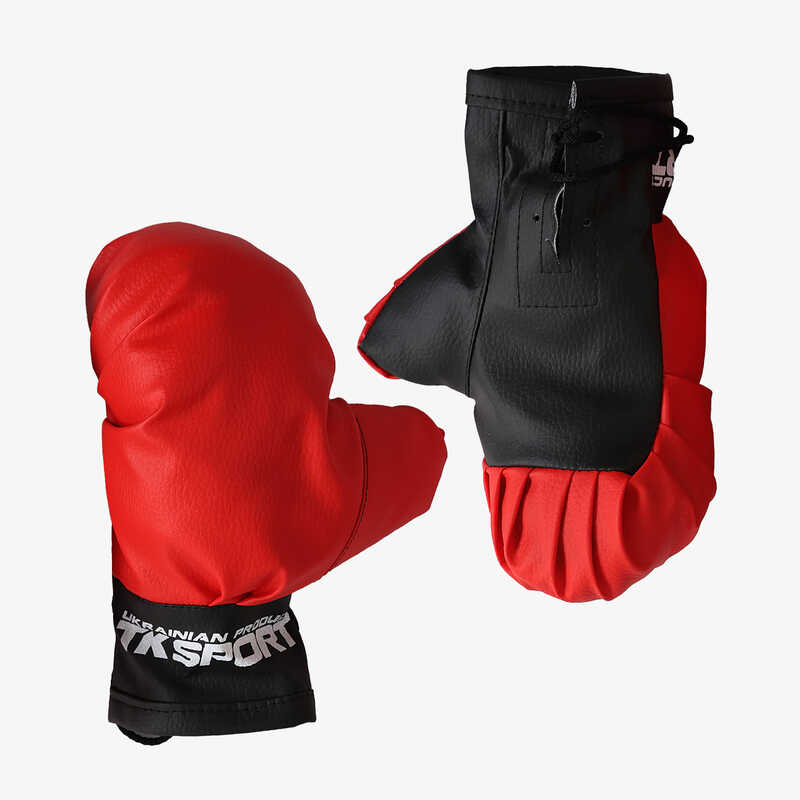 гр Боксерські рукавички №178292 колір чорно-красні (1) “TK Sport“, у пакеті