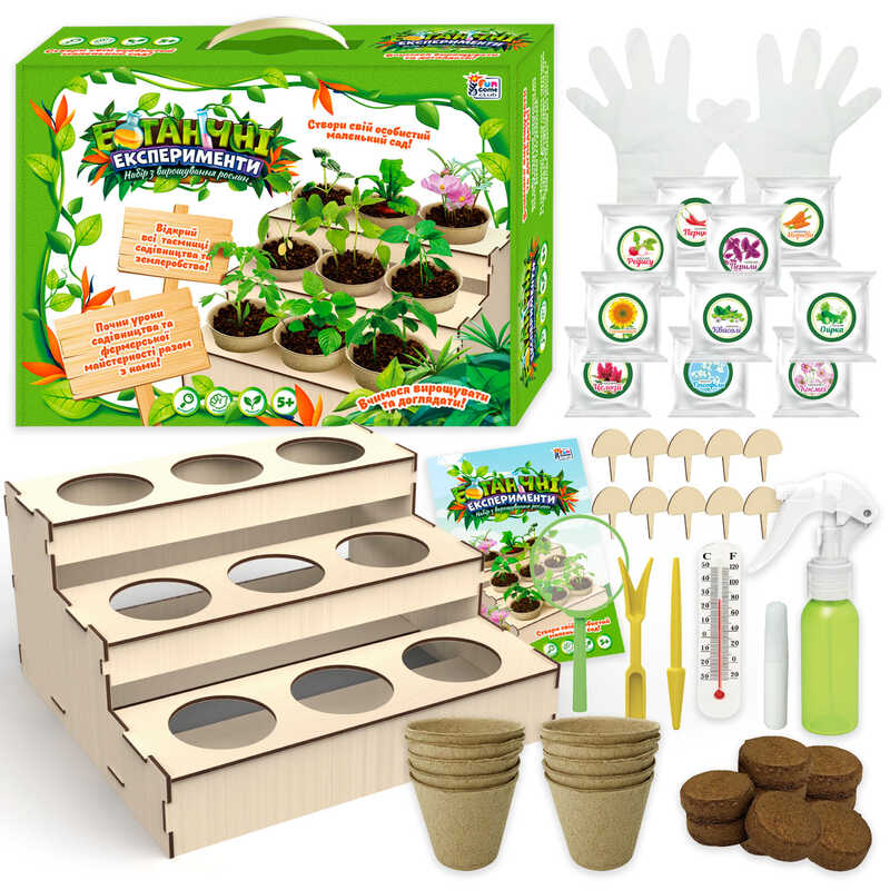 гр Ботанічні експерименти 26072 (6) “4FUN Game Club“, підставка, ґрунт, насіння, пляшечка з розпилювачем, градусник, в коробці