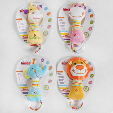 гр Брязкальце C 51208 (400) “Bimbo“, “Звірятко“, 4 види, пискавка, гримлячі елементи, в пакеті