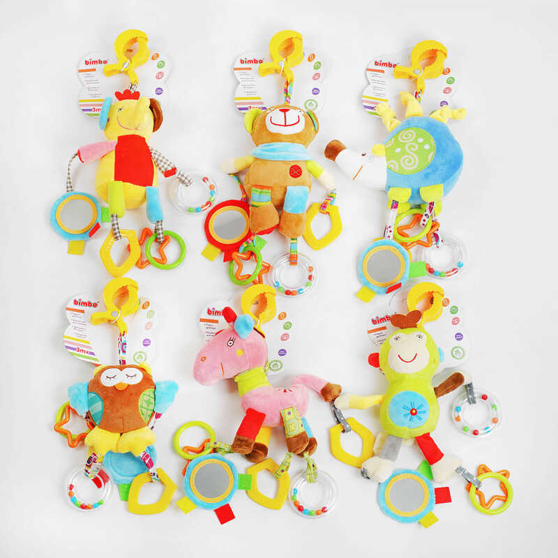 гр Брязкальце C 54401 (200) “Bimbo“, 6 видів, безпечне дзеркало, текстурні підвіски, в пакеті