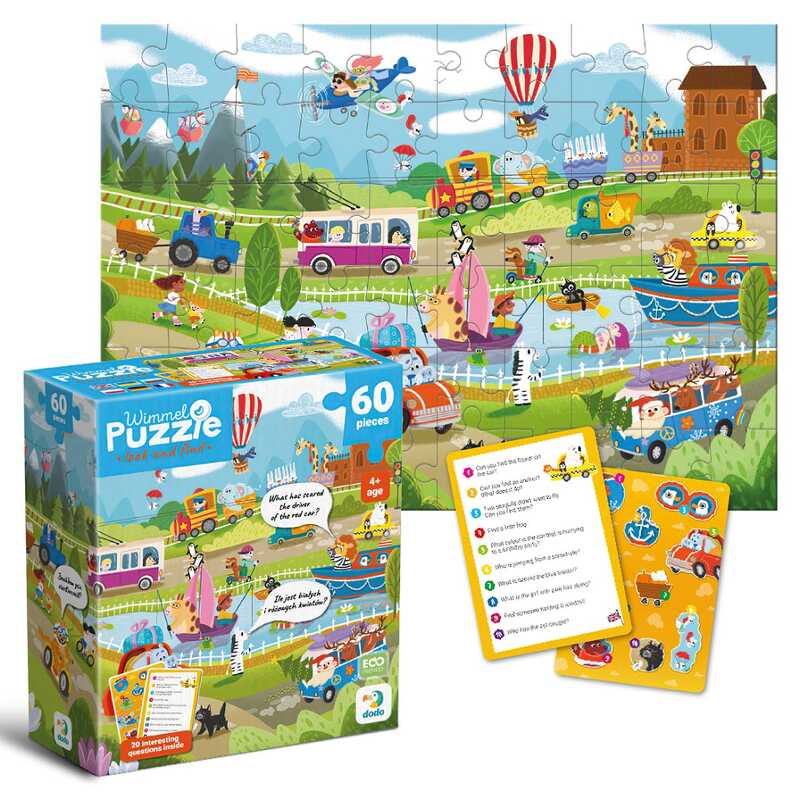 гр Вімельпазл “Диво-транспорт“ 300660 (32) “DoDo“, 60 елементів, картки із завданнями, в коробці