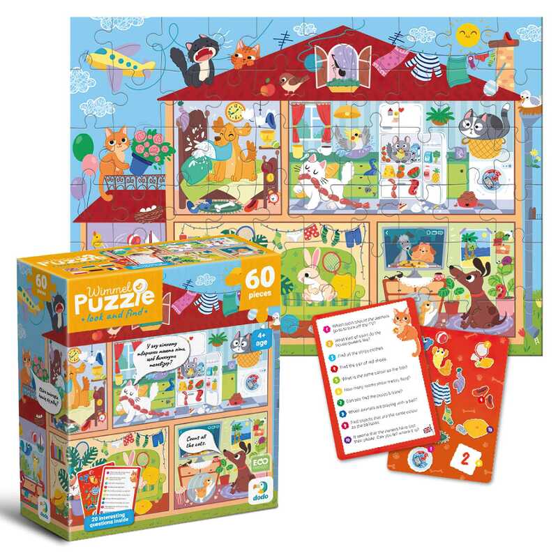 гр Вімельпазл “Улюбленці вдома“ 300661 (32) “DoDo“, 60 елементів, картки із завданнями, в коробці гр Вімельпазл “Улюбленці вдома“ 300661 (32) “DoDo“, 60 елементів, картки із завданнями, в коробці