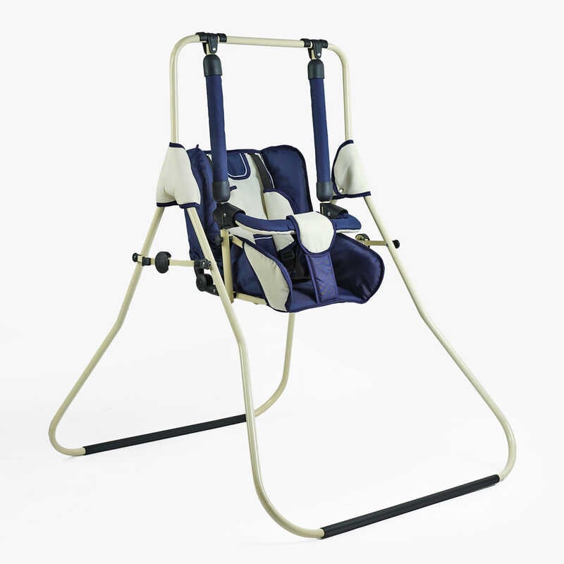 гр Гойдалка 0-м “Алінка“ 209131 (1) темно-синій з бежевим, бежевий каркас, зміна положення спинки “сидячи/лежачи“, у пакеті