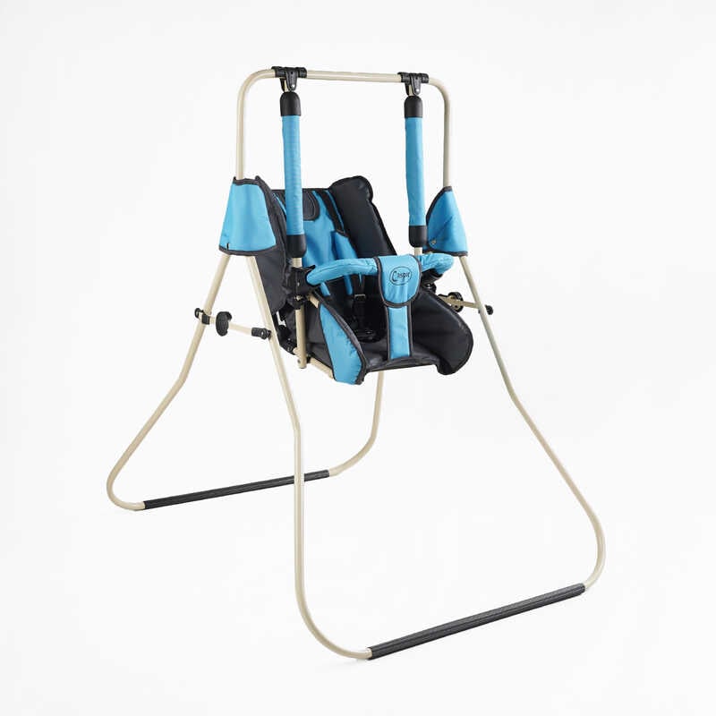 гр Гойдалка 0-м “Алінка“ 209148 (1) сіра з блакитним, бежевий каркас, зміна положення спинки “сидячи/лежачи“, у пакеті