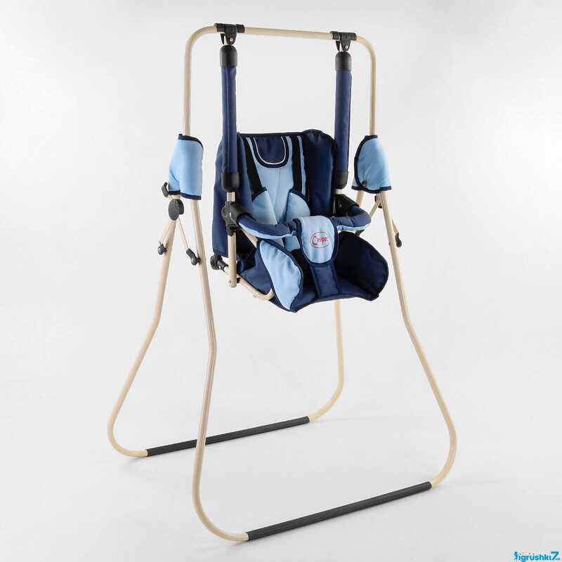 гр Гойдалка 0-м “Алінка“ 25805 (1) синьо-блакитний, бежевий каркас, зміна положення спинки “сидячи/лежачи“, у пакеті