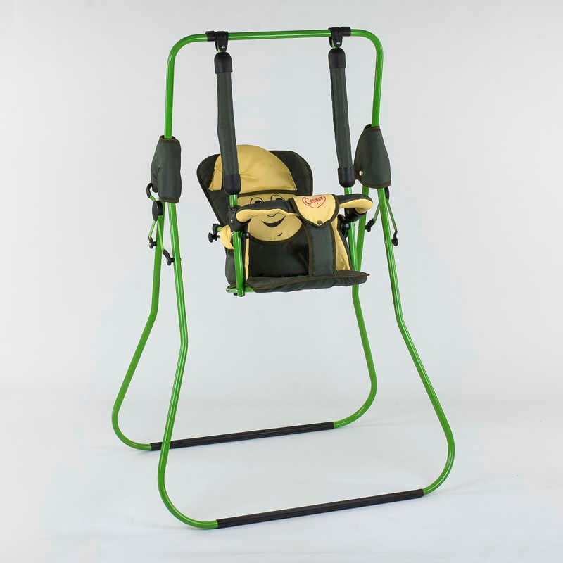 гр Гойдалка підлогова “Алінка“ 4754 (1) зелений каркас, хакі матерія, бежевий гномик