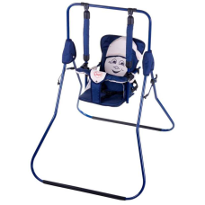 гр Гойдалка підлогова “Алінка“ 4815 (1) синій каркас, темно-синя матерія, бежевий гномик