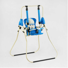 гр Гойдалка підлогова “Алінка“ 205317 (1) бежевий каркас, синя матерія, бежевий гномик, в пакеті