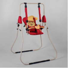 гр Гойдалки підлогова “Алінка“ 5362 (1) білий каркас, червона матерія, бежевий гномик