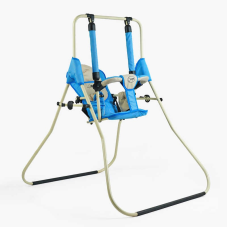 гр Гойдалка підлогова “Алінка“ 209155 (1) синій каркас, бежева матерія, бежевий гномик, в пакеті