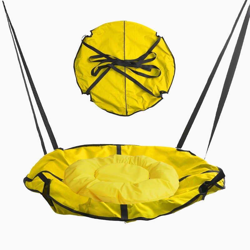гр Гойдалка-гамак, колір жовтий GL 270895 (1) D подушки = 60 см, подушка з водонепроникного матеріалу, 120-150 кг, ремінці, D чохла = 105 см, знімний чохол, в пакеті