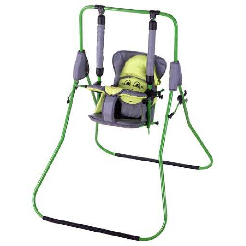 гр Гойдалки для підлоги “Алінка“ 4822 (1) зелений каркас, сіра матерія, салатовий гномик