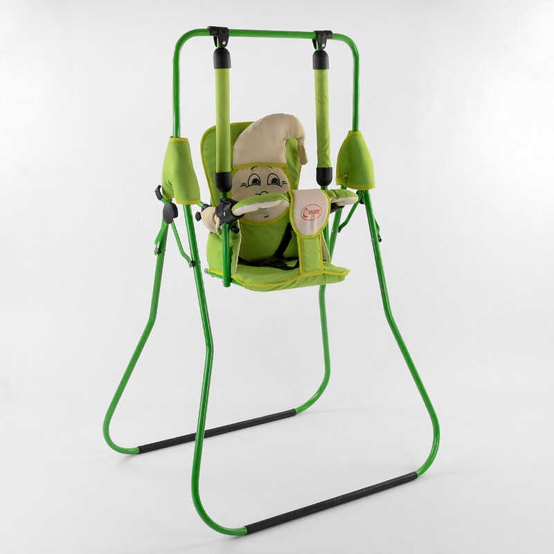 гр Гойдалка напольна “Алінка“ 205478 (1) зелений каркас, зелена матерія, бежевий гномик