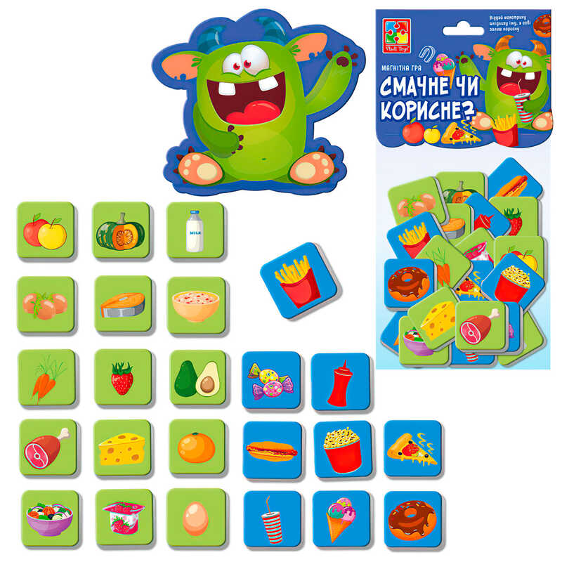 гр Гра магнітна “Смачне та корисне“ (укр) VT 5900-06 (5)  “Vladi Toys“, 24 магніти, у пакеті