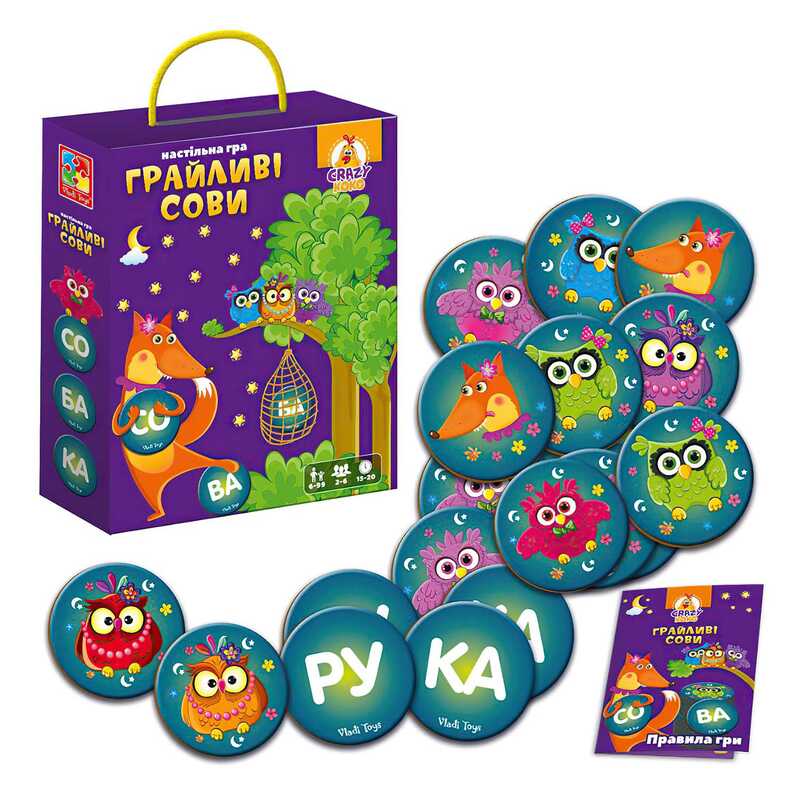 гр Гра настільна “Гра. Бачу слово! Грайливі сови“ - VT 8033-08 (12) “Vladi Toys“