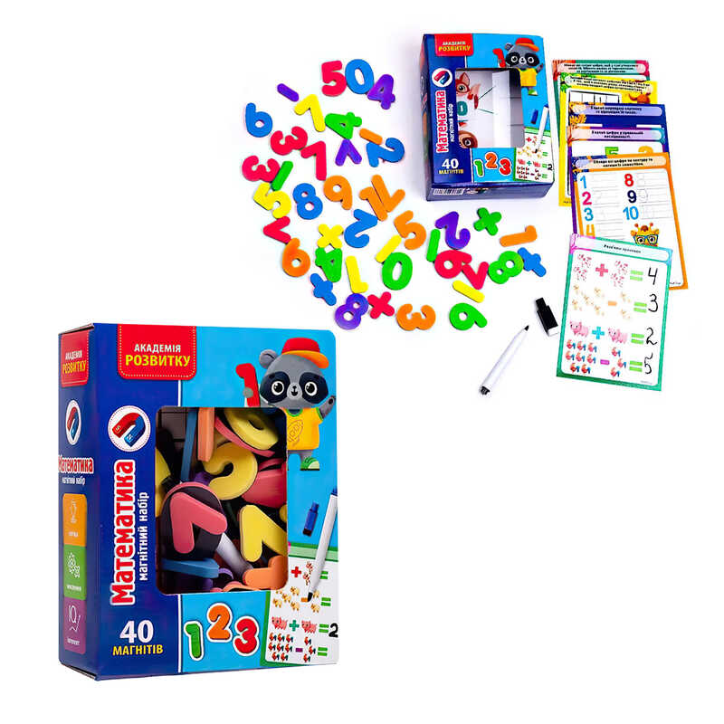 гр Магнітний набір “Математика з маркером“ (укр) - VT5411-16 (12) “Vladi Toys“