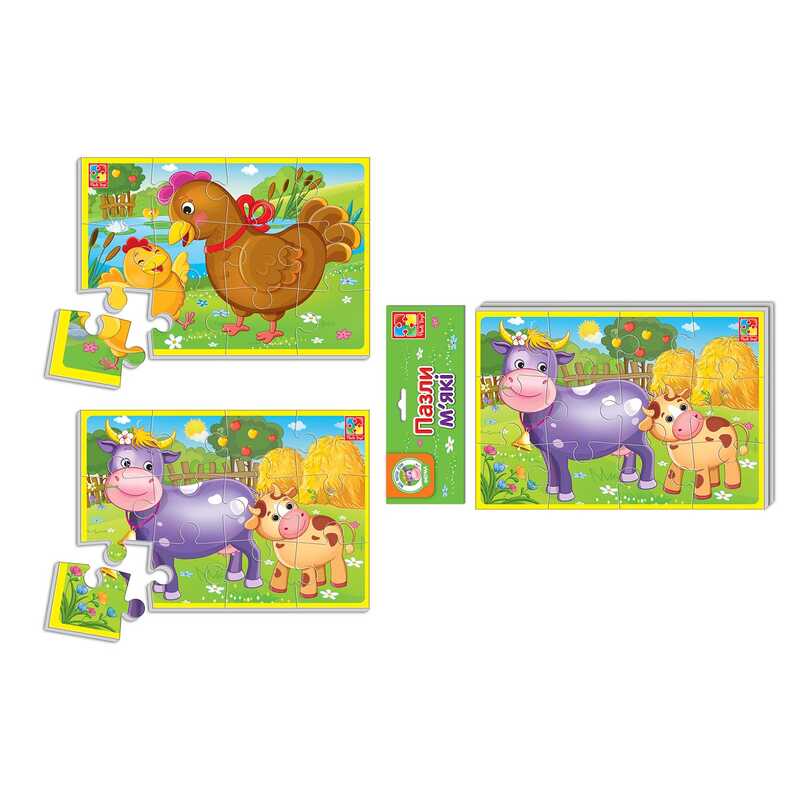 гр М“які пазли А5 “Тварини ферми“ VT 1103-44 (25) укр “Vladi Toys“, 12 елементів