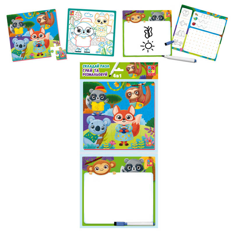 гр Гра настільна “Набір 4в1. Звірятка“ (укр) VT2002-03 (20) “Vladi Toys“
