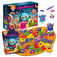 гр Гра настільна маршрутна “Карамельні посіпаки“ VT8055-45 (10) “Vladi Toys“, гральне поле, 16 жетонів, 4 фігурки, 4 підставки