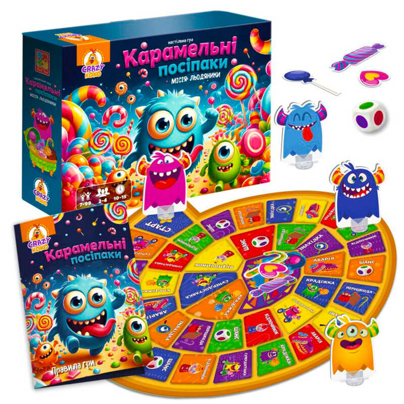 гр Гра настільна маршрутна “Карамельні посіпаки“ VT8055-45 (10) “Vladi Toys“, гральне поле, 16 жетонів, 4 фігурки, 4 підставки