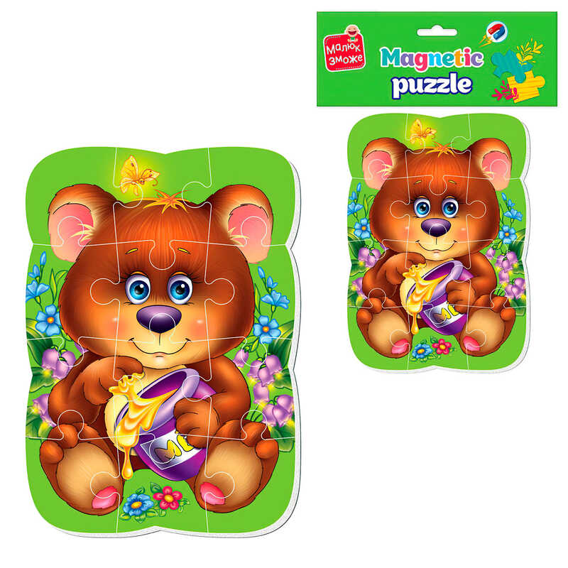 гр Гра розвиваюча пазли бейбі магнітні “Малюк зможе. Ведмежа“ VT3301-04 (50)  “Vladi Toys“