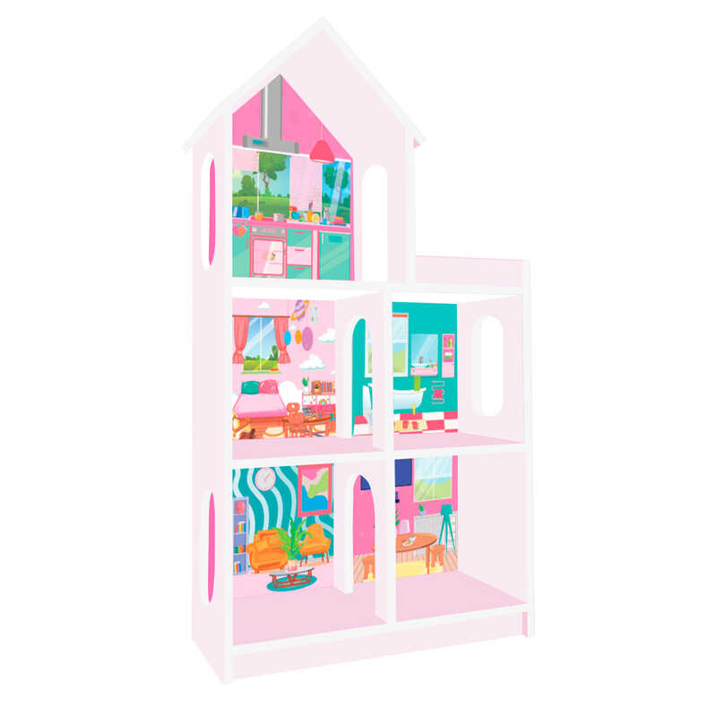 гр Дерев“яний будиночок для ляльки 8522 (1) рожевий, 1200х630см