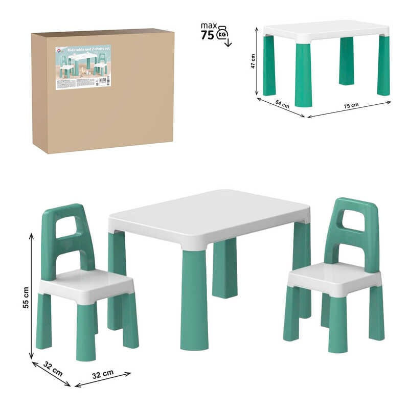 гр Дитячий стіл з двома стільцями 0440 (1) “Technok Toys“, заокруглені кути, ніжки зі вставками, 2 стільця, в коробці