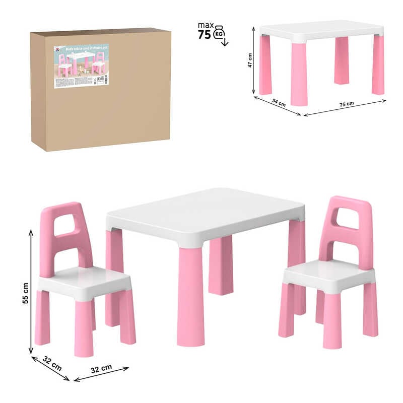 гр Дитячий стіл з двома стільцями 0457 (1) “Technok Toys“, заокруглені кути, ніжки зі вставками, 2 стільця, в коробці