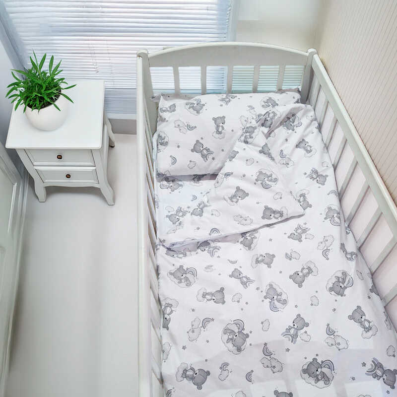 гр Змінний комплект постільної білизни “Ведмежа на хмаринці“ 15357 (1) тканина БЯЗЬ Gold Lux, розмір 120*60 см “Bimbo“