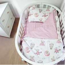 гр Змінний комплект постільної білизни для овального ліжечка “Ведмедик на місяці“ 91960 (1) тканина РАНФОРС, розмір 110*90 см “Bimbo“