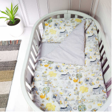 гр Змінний комплект постільної білизни для овального ліжечка “Тварини“ 99869 (1) тканина РАНФОРС, розмір 110*90 см “Bimbo“