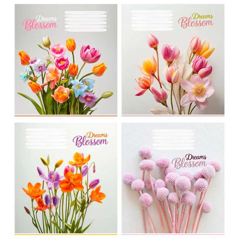 гр Зошит “Квіти“ 96 арк., 96-К-164 клітинка, ЦІНА ЗА 8 ШТУК В УПАКОВЦІ (1) ВИДАЄТЬСЯ МІКС ВИДІВ