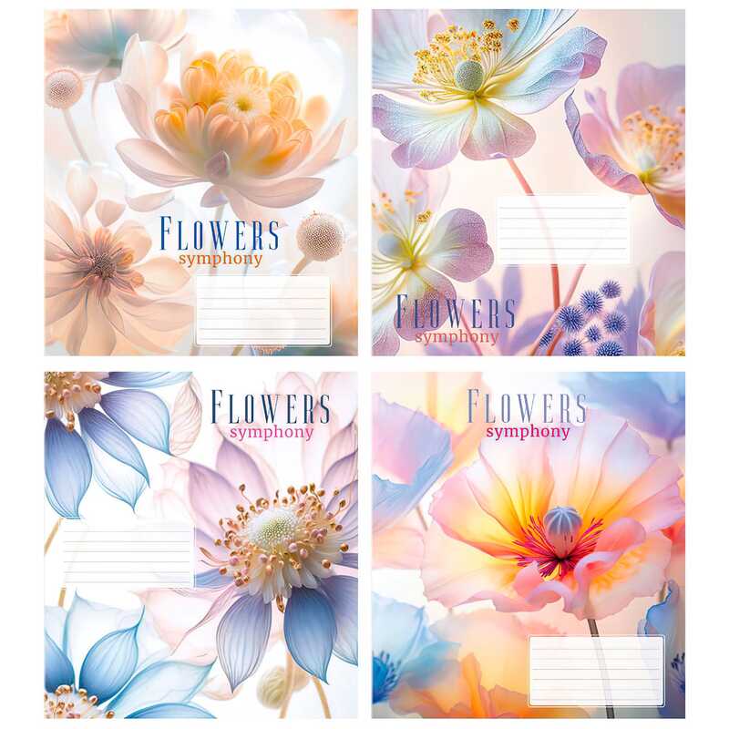 гр Зошит “Квіткова симфонія“ 60 арк., 60-К-160 клітинка, ЦІНА ЗА 12 ШТУК В УПАКОВЦІ (1) ВИДАЄТЬСЯ МІКС ВИДІВ