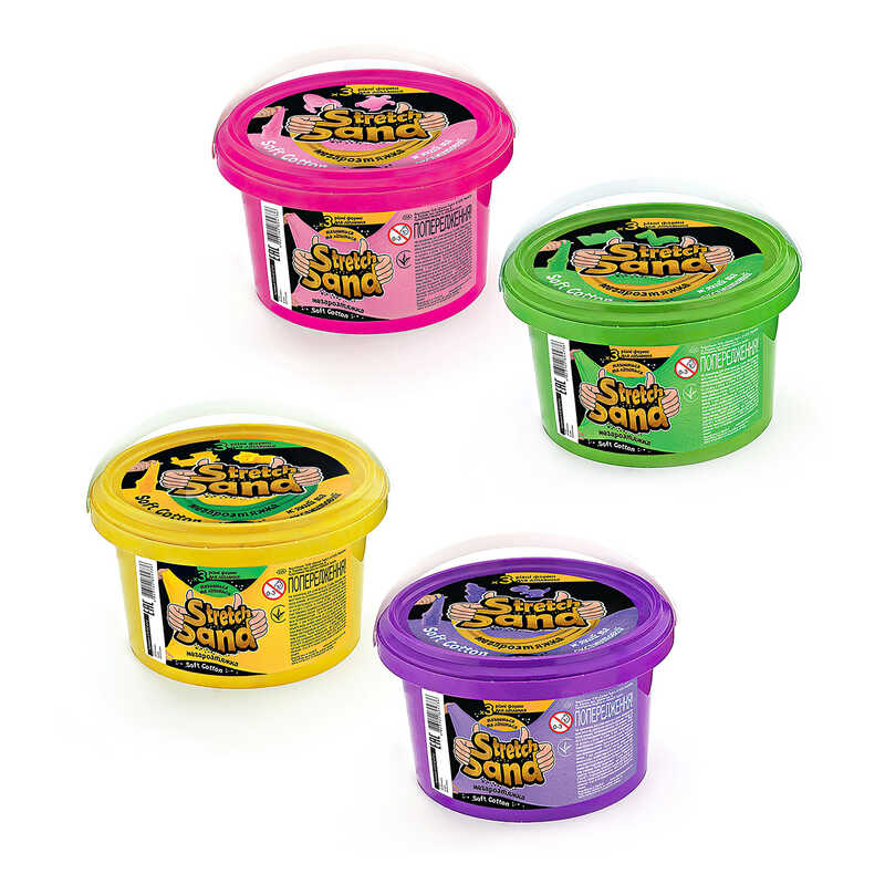 гр Кінетичний пісок “Stretch Sand“ STS-02-01U УКР, 400 г. (24) 6 кольорів, ЦІНА ЗА 1 ШТУКУ, “Danko Toys“