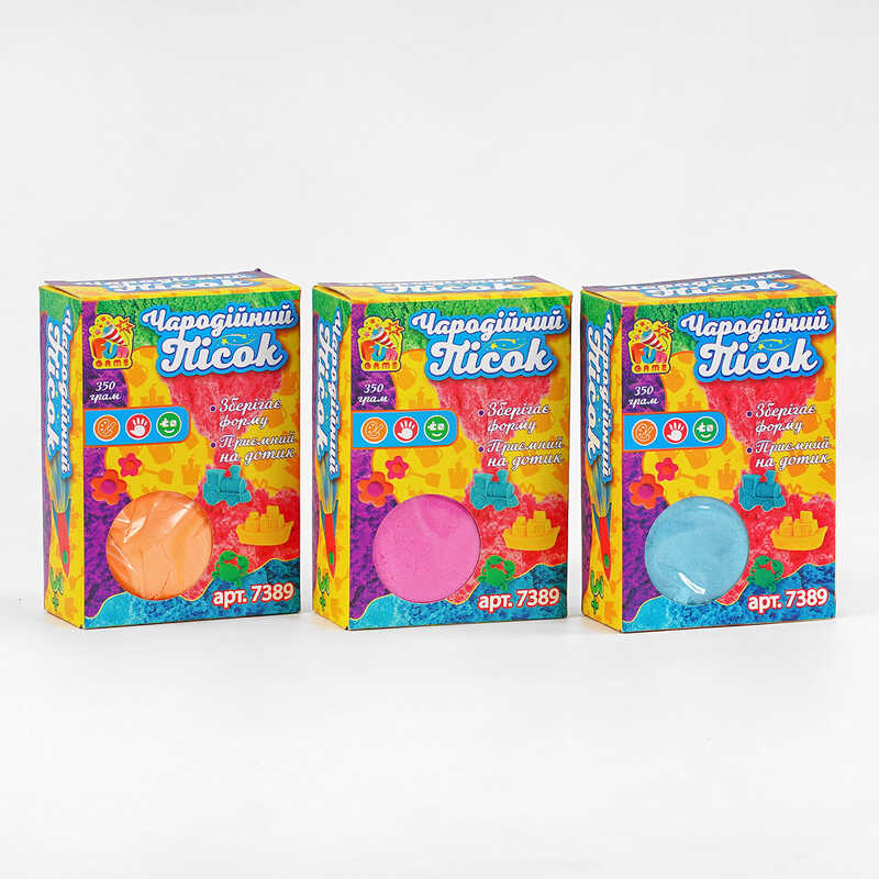 гр Кінетичний пісок 7389 (48) “4FUN Game Club“, 350 грам, 3 кольори