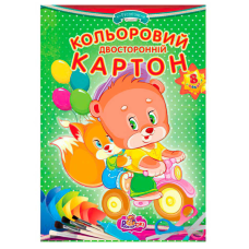 гр Картон кольоровий ДКК-1 двосторонній, целюлозний, хром-ерзац, 8 кольорів А4 (10 арк), блок 215г/м2, картона висічна папка (1)