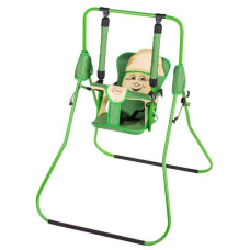 гр Гойдалка підлогова “Алінка“  4839 (1) зелений каркас, зелена матерія, жовтий гномик