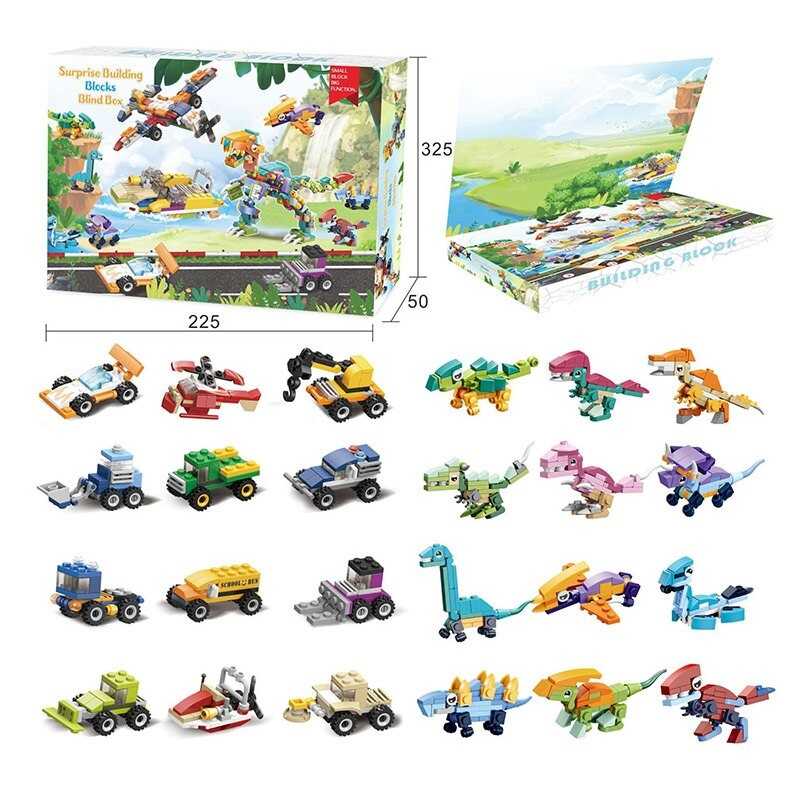 Адвент-календар GL 029 (20) конструктор, 24 комірки, машинки та динозаври, в коробці