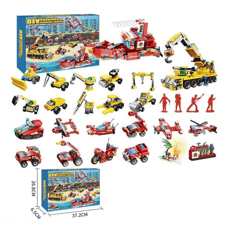 Адвент-календар W 02 (18) 24 віконця, конструктор, будівельна та пожежна техніка, в коробці