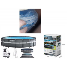 Intex ПОШКОДЖЕНА ЧАША Басейн каркасний 26330 NP (1) об`єм води:26423л, розмір: 549х132см, сходи, насос-фільтр піщаний – 6000 л/год, скіммер, ПОШКОДЖЕН