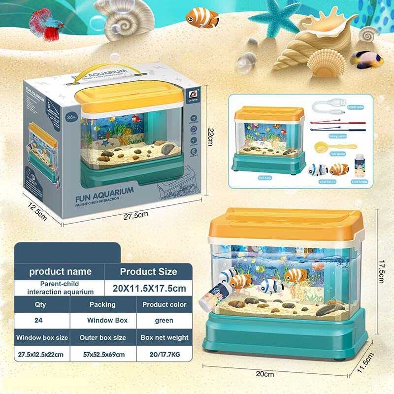 Акваріум CY- 7077 B (24/2) магнітна риболовля, підсвічування, циркуляція води, мелодія, 2 режими роботи, вудочки, рибки, в коробці
