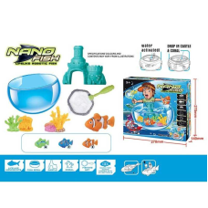 Акваріум з роборибками JH 6611 E (36/3) 2 штуки, на батарейках, рухають хвостами, гумові корали, замок, сачок, в коробці