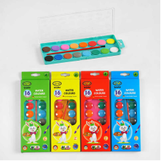 Акварельні фарби C 60801 (144) 4 види, 16 кольорів, в коробці, ВИДАЄТЬСЯ ТІЛЬКИ МІКС ВИДІВ