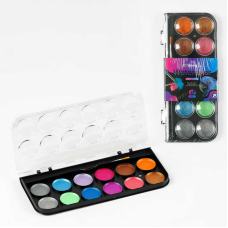 Акварельні фарби C 62070 (144) 12 кольорів, металік, пензлик, в плівці