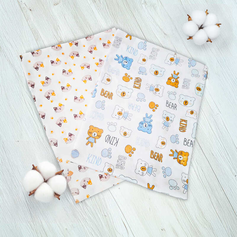 гр Комплект пелюшок “Ведмедики“ 46051  (1) 2шт в комплекті, тканина СИТЕЦЬ, розмір 100*90 см “Bimbo“