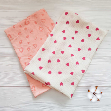 гр Комплект пелюшок “Серце“ 98706 (1) 2шт в комплекті, тканина МУСЛІН, розмір 100*70 см “Bimbo“
