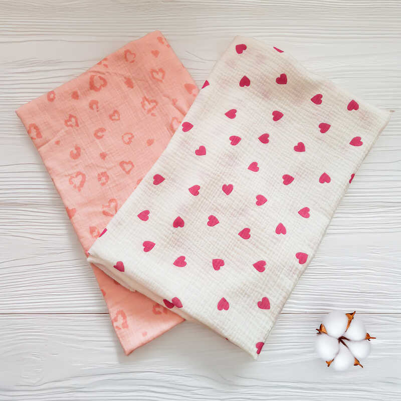 гр Комплект пелюшок “Серце“ 98706 (1) 2шт в комплекті, тканина МУСЛІН, розмір 100*70 см “Bimbo“