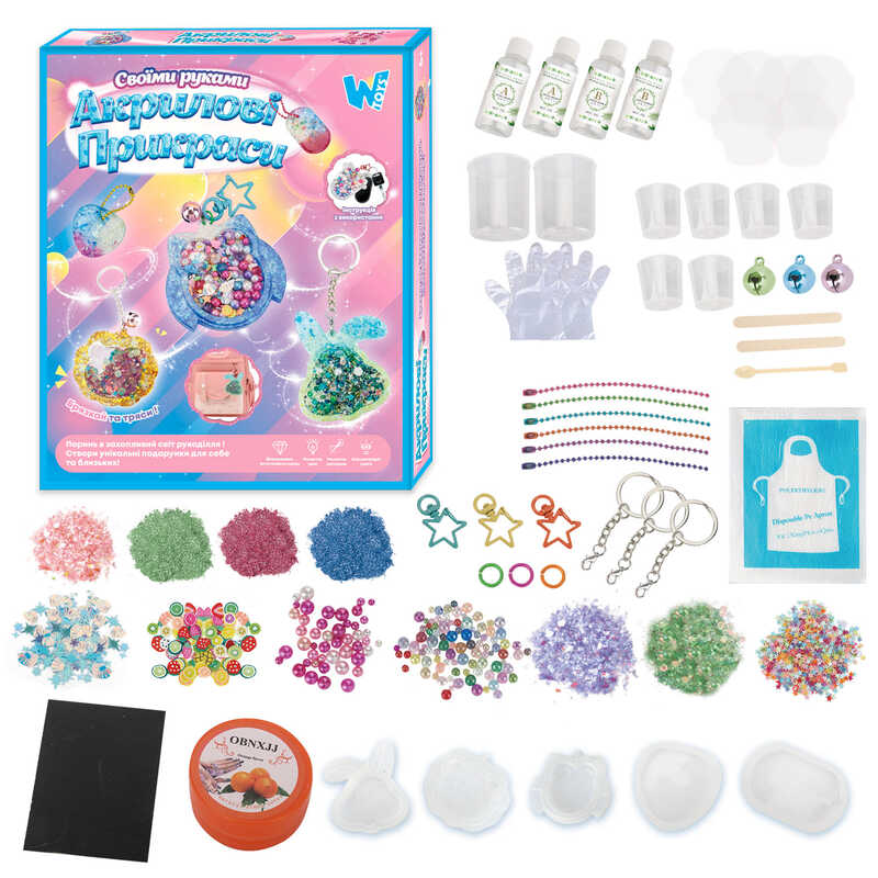 Акрилові прикраси 17947 /86608/55404 (48) “WToys“, 3 види, епоксидний клей, активатор, силіконові молди, прикраси, ланцюжки, в коробці, ВИДАЄТЬСЯ ТІЛЬКИ МІКС ВИДІВ