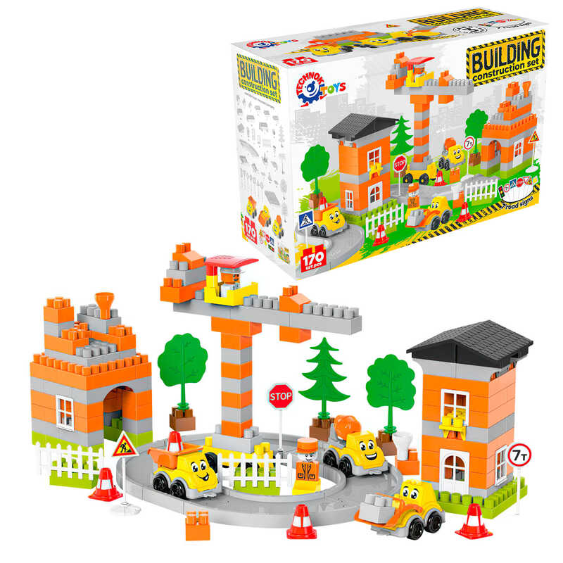 гр Констуктор 9994 (3) “Technok Toys“, 170 елементів, дорожні знаки, огорожа, траса, дерева, наліпки, інструкція, в коробці